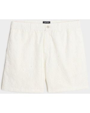 Todd Synder X Champion 5" Embroidered Cotton Beachcomber Short - White