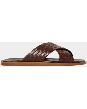 Todd Snyder Brown Woven Leather Slide Sandals Sz 13.  Box49 Women main image 4