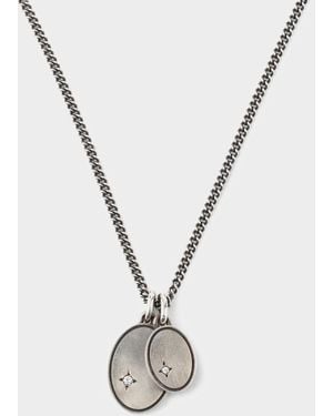 MAOR The Gudo Oval Necklace Silver With White Diamonds