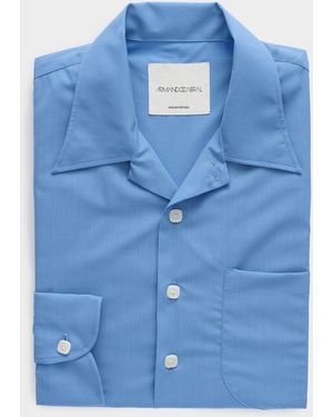 Armando Cabral Long Sleeve Camp Collar Dress Shirt - Blue