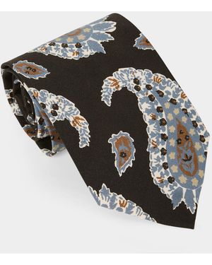 Todd Synder X Champion Italian Silk Feather Paisley Tie - Black