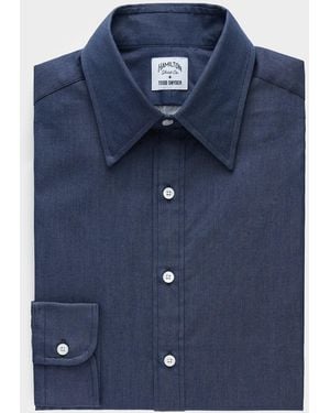 Hamilton + Todd Snyder Chambray Long Point Collar Dress Shirt - Blue