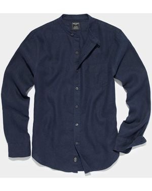 Todd Synder X Champion Irish Linen Band Collar Long Sleeve Shirt - Blue