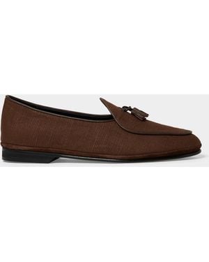 Rubinacci Marphy Woven Linen Tassel Loafer - Brown