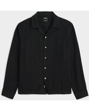 Todd Synder X Champion Cropped Sea Soft Irish Linen Camp Collar Shirt - Black