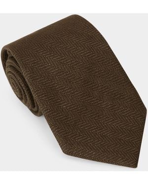 Todd Synder X Champion Italian Linen Herringbone Tie - Brown
