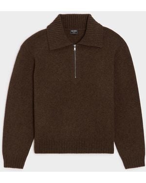 Todd Synder X Champion Boiled Wool Half-zip Sweater - Brown
