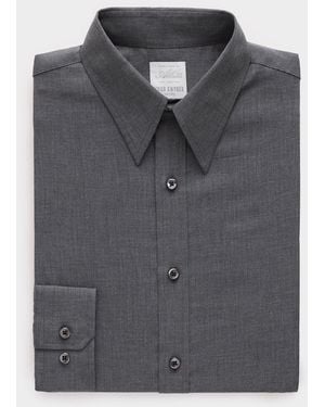 Todd Synder X Champion Italian Featherweight Flannel Long Point Collar Dress Shirt - Gray