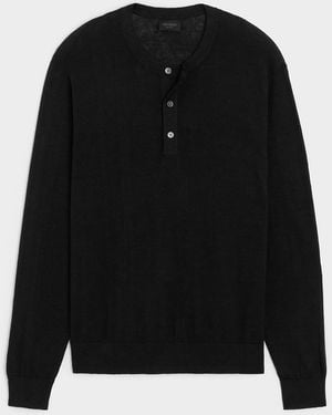 Todd Synder X Champion Linen-cotton Henley Sweater - Black