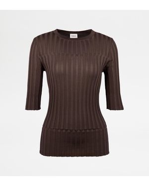 Tod's Maglia A Mezza Manica - Marrone