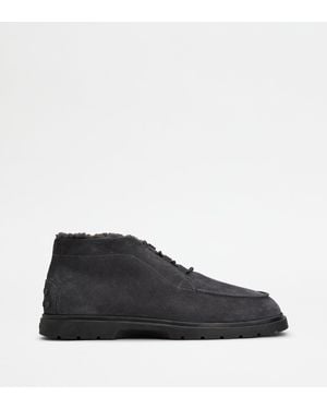 Tod's Bottine En Cuir Velours - Bleu
