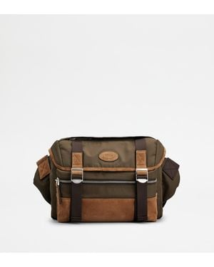 Tod's Umhängetasche Aus Stoff Und Veloursleder Small - Braun