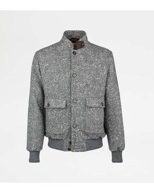 Tod's Bomberjacke Mit Mandarinkragen Aus Kaschmirtweed - Grau