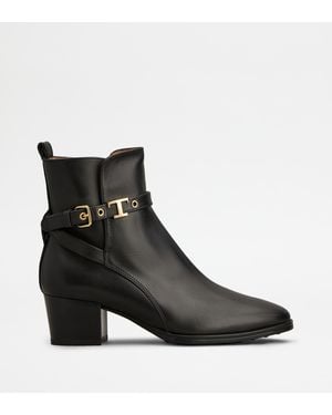 Tod's Stiefeletten Aus Leder - Schwarz