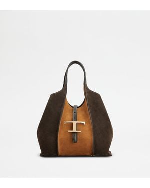Tod's Shopper T Timeless Aus Veloursleder Mini - Braun