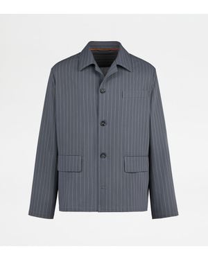 Tod's Overshirt Aus Nadelstreifen-Wolle - Blau