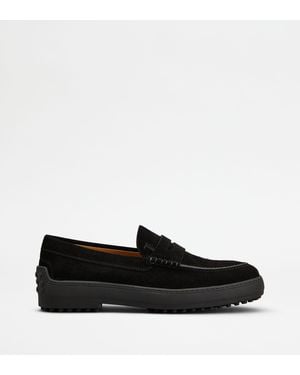 Tod's Loafers Winter Gommino Aus Veloursleder - Schwarz