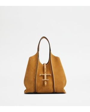 Tod's Shopper T Timeless Aus Veloursleder Mini - Braun