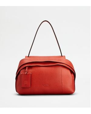 Tod's Wave Bag Aus Pythonleder Medium - Rot