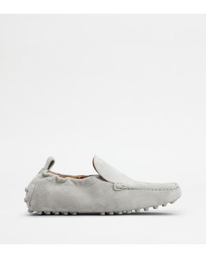 Tod's Gommino Mokassins Glove Aus Veloursleder - Weiß