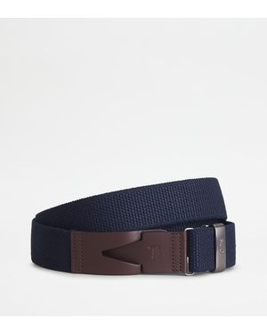 Tod's Belt In Canvas And Leather - Blue