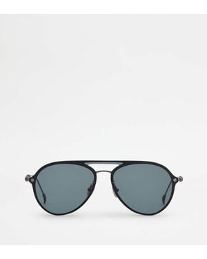 Tod's Occhiali Da Sole A Mascherina Con Aste - Grigio