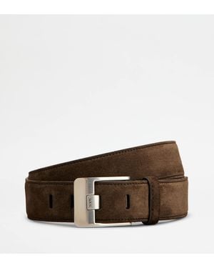 Tod's Ceinture En Cuir Velours - Marron