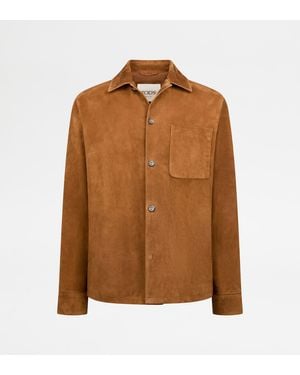 Tod's Shirt Jacket Aus Pashmy-Veloursleder - Braun
