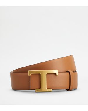 Tod's T Timeless Reversible Belt In Leather - Brown