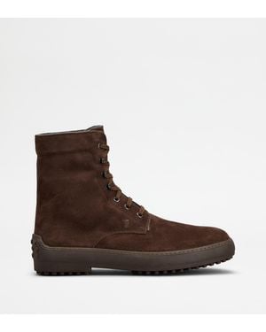 Tod's Stiefeletten Winter Gommino Aus Pashmy-Veloursleder, 5 - Braun