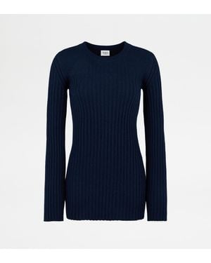 Tod's Cashmere Blend Round-Neck Pullover - Blue
