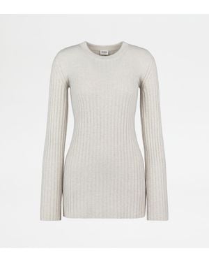 Tod's Pull Col Rond Mélangé De Cachemire - Gris