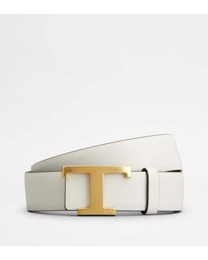 Tod's T Timeless Reversible Belt In Leather - White