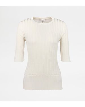 Tod's Halbarm-Pullover Aus Seide - Weiß