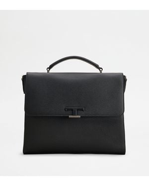 Tod's Borsa Porta Documenti Slim T Timeless in Pelle Piccola - Nero