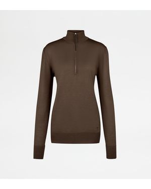 Tod's Half Zip Jumper - Brown