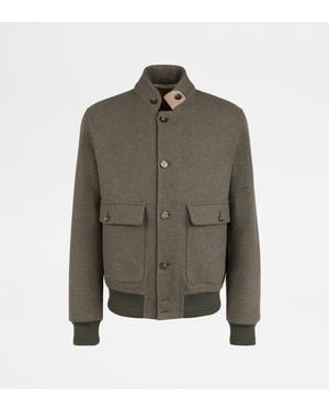 Tod's Mandarin Collar Bomber Jacket - Green