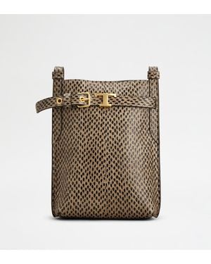 Tod's Handy-Etui Aus Reptilienleder Large, Schwarz - Mettallic