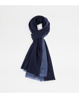 Tod's Cashmere Blend Gauzed Scarf - Blue