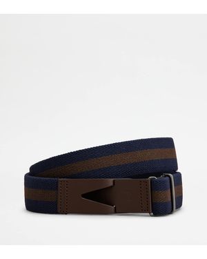 Tod's Belt In Canvas And Leather - Black