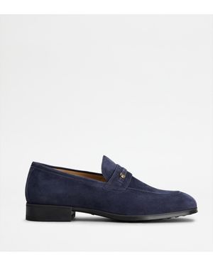 Tod's Loafers Aus Veloursleder - Blau