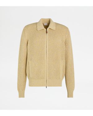 Tod's Cardigan Aus Mouliné-Baumwolle, Blau,Schwarz,Weiss - Natur