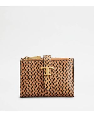 Tod's Portemonnaie Aus Reptilienleder, Schwarz,Braun