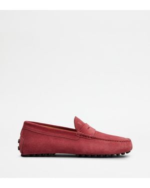 Tod's Gommino Mocassin En Cuir Velours - Rouge