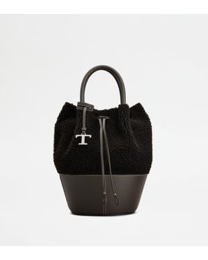 Tod's Beuteltasche Aus Lammfell Und Leder Small - Schwarz