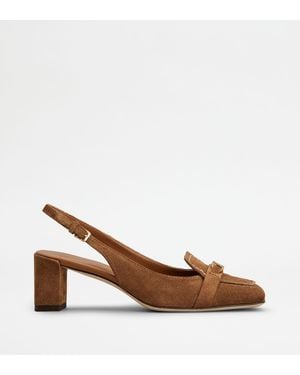Tod's Slingback-Pumps Aus Veloursleder - Braun