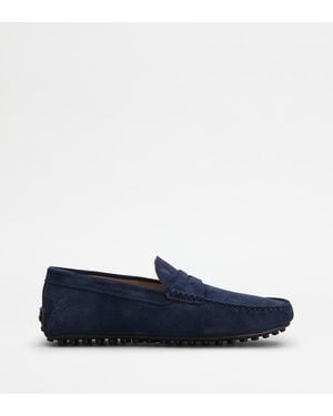 Tod's City Gommino Mokassins Aus Veloursleder - Blau