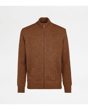 Tod's Cashmere Blend Mouliné Cardigan - Brown