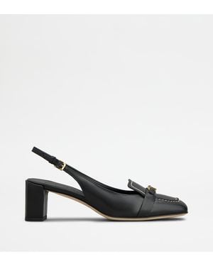 Tod's Escarpin Slingback En Cuir - Noir