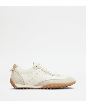Tod's Sneakers Aus Glatt- Und Veloursleder, ,Weiss - Weiß
